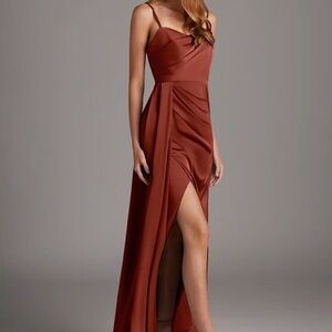 Azazie Terracotta Bona Stretch Satin Dress